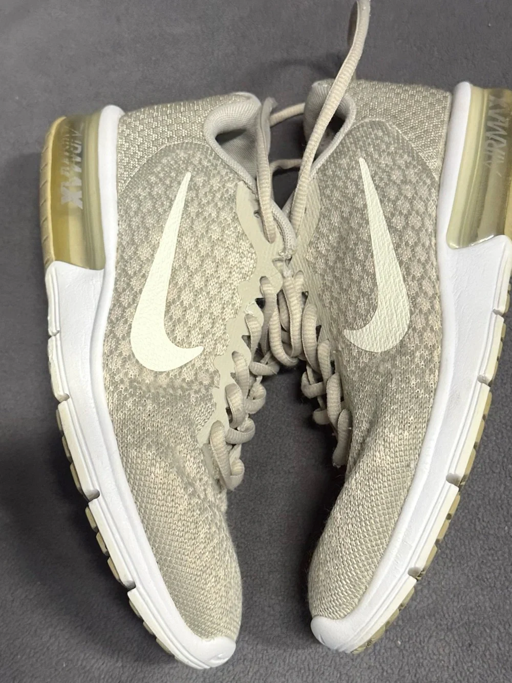 Nike Women's Beige Knit Running Sneakers